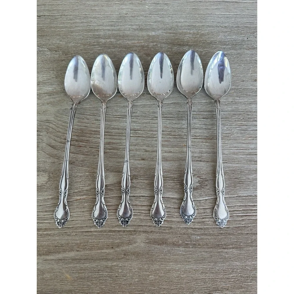 Oneida Community Silver Plate Long Ice Tea Spoons AFFECTION 6 Pcs READ Condition
